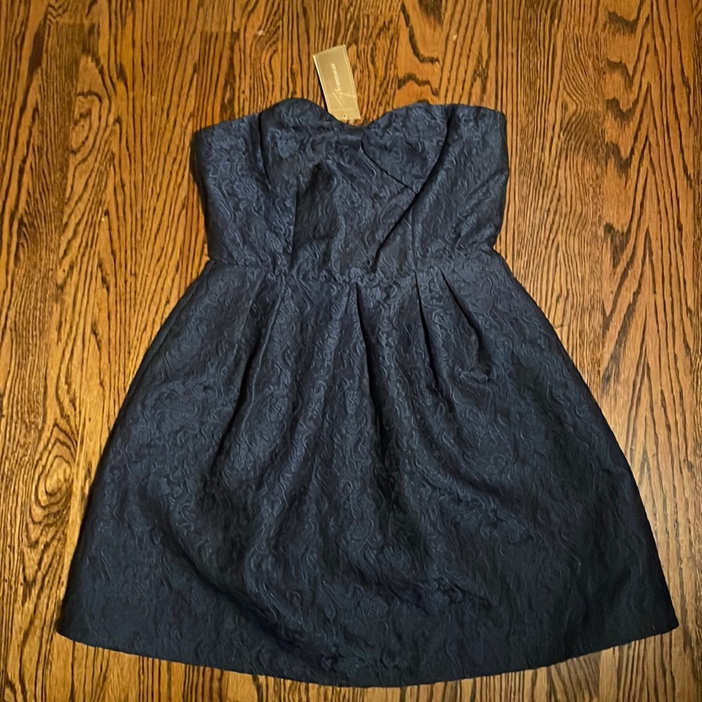 NWT Strapless Blue Bow Dress